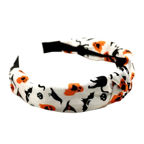 Einzigartige Top Knot Stirnband für Frauen Kreative Geist Spinnennetz Katze Haarbänder Rutschfeste Haarreifen Dekorative Halloween Haar Band Mode Haarschmuck (Weiß B) von TJCGCKK
