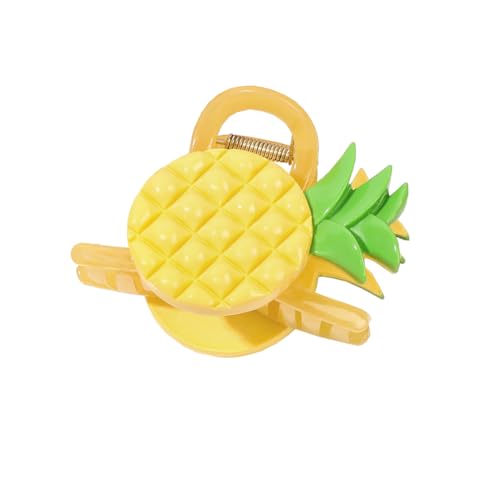 Fashion Fruit Shaped Hair Claw Clips für Frauen, Kreative Traube Ananas Erdbeere Haar Kiefer Clips, rutschfest starken Halt Pferdeschwanz Halter dekorative Haarschmuck (Gelb) von TJCGCKK