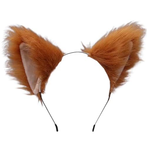 Fuchsohren Stirnband Kostüm Niedliche flauschige Katzenohren Haarband Tierohren Cosplay Party Haarband Halloween Partybevorzugungen Kostümzubehör von TJCGCKK