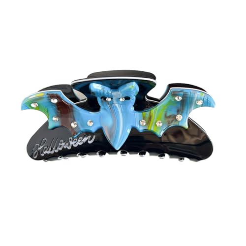 Gothic Punk Fledermaus Haarkrallen Clips für Frauen, Kreative Fledermaus Anti-Rutsch Haar Kiefer Clips, Einzigartig Starker Halt Pferdeschwanz Halter Dekorative Halloween Haar Accessoires (Blau) von TJCGCKK