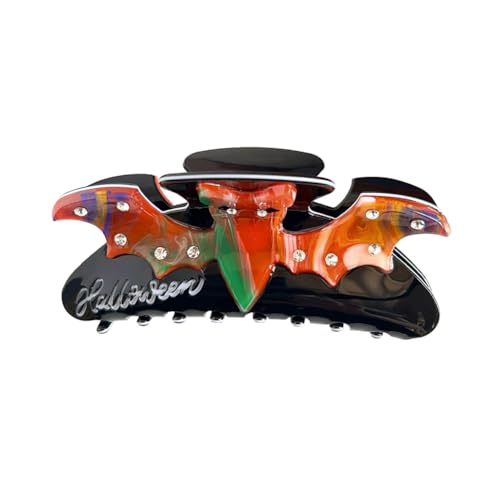 Gothic Punk Fledermaus Haarkrallen Clips für Frauen, Kreative Fledermaus Anti-Rutsch Haar Kiefer Clips, Einzigartig Starker Halt Pferdeschwanz Halter Dekorative Halloween Haar Accessoires (Orange) von TJCGCKK