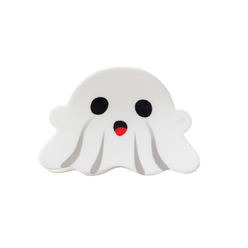 Halloween-Haarkrallen-Clips für Frauen, Kreative Geisterspinne Fledermaus Anti-Rutsch-Haarkrallen-Clips, Einzigartiger starker Halt Pferdeschwanz-Halter Dekoratives Haar-Styling-Zubehör (Weiß) von TJCGCKK