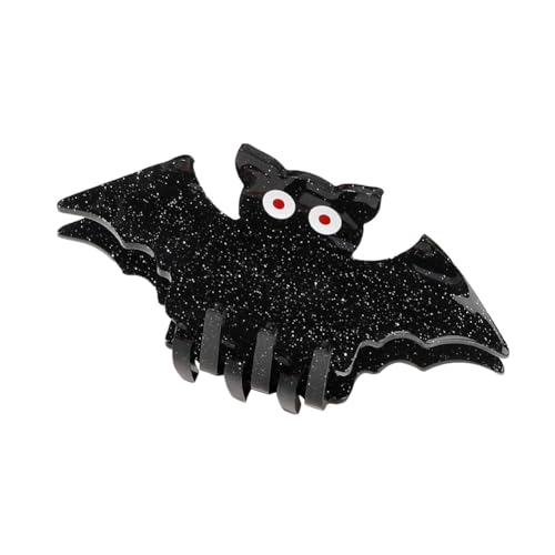 Halloween-Haarkrallen-Clips für Frauen, kreative Fledermaus-Totenkopf-Katze rutschfeste Haarkrallen-Clips, einzigartiger starker Halt Pferdeschwanz-Halter Gothic-Punk-Haar-Accessoires (Schwarz A) von TJCGCKK