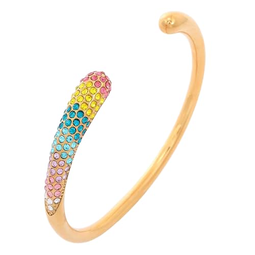 Mode Teardrop Armstulpe Armband für Frauen Klotzige Offen Breite Armspange Armmanschette Bling Kristall Braidal Armbänder Minimalistisch Armband Statement-Schmuck (Gold Mehrfarbig) von TJCGCKK