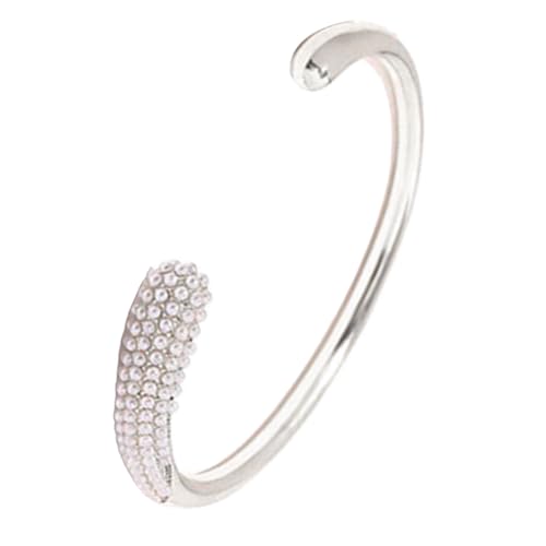 Mode Teardrop Armstulpe Armband für Frauen Klotzige Offen Breite Armspange Armmanschette Bling Kristall Braidal Armbänder Minimalistisch Armband Statement-Schmuck (Silber Perle) von TJCGCKK