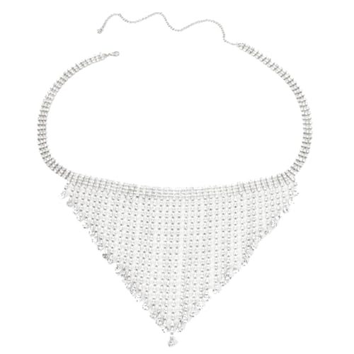 Strass Bauch Taille Kette Glitter Kristall Quaste Bikini Höschen Körper Kette Boho Tanga Taille Körperschmuck für Frauen Mädchen (Silber) von TJCGCKK