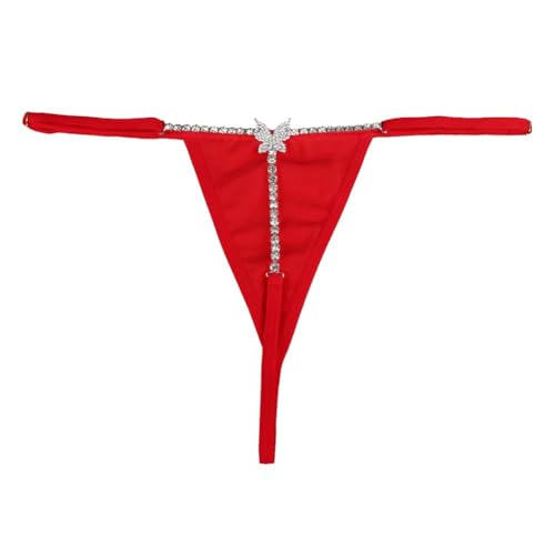 Strass Schmetterling Tanga Höschen Körper Kette Kristall Bikini Tanga G-String Bottoms Dekoration Bauch Taille Kette Schmuck für Frauen (Silber) von TJCGCKK