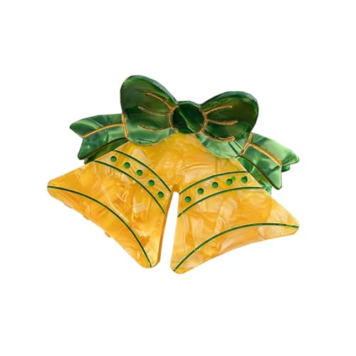 Weihnachts-Haarklammern für Frauen, Kreative Essigsäure Weihnachtsbaum Jingle Bell Geschenk Box Haar Kiefer Clips, Starker Halt Pferdeschwanz Halter Dekoration Weihnachten Haarschmuck (Gelb Grün) von TJCGCKK