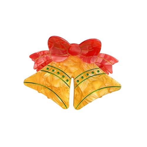 Weihnachts-Haarklammern für Frauen, Kreative Essigsäure Weihnachtsbaum Jingle Bell Geschenk Box Haar Kiefer Clips, Starker Halt Pferdeschwanz Halter Dekoration Weihnachten Haarschmuck (Gelb Rot) von TJCGCKK