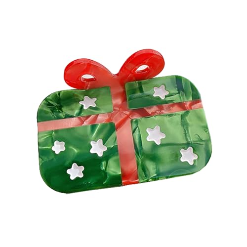 Weihnachts-Haarklammern für Frauen, Kreative Essigsäure Weihnachtsbaum Jingle Bell Geschenk Box Haar Kiefer Clips, Starker Halt Pferdeschwanz Halter Dekoration Weihnachten Haarschmuck (Grün A) von TJCGCKK