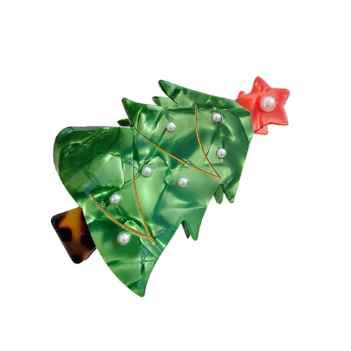 Weihnachts-Haarklammern für Frauen, Kreative Essigsäure Weihnachtsbaum Jingle Bell Geschenk Box Haar Kiefer Clips, Starker Halt Pferdeschwanz Halter Dekoration Weihnachten Haarschmuck (Grün C) von TJCGCKK