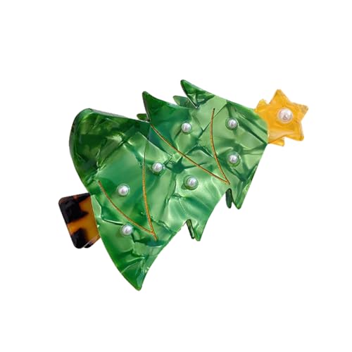 Weihnachts-Haarklammern für Frauen, Kreative Essigsäure Weihnachtsbaum Jingle Bell Geschenk Box Haar Kiefer Clips, Starker Halt Pferdeschwanz Halter Dekoration Weihnachten Haarschmuck (Grün D) von TJCGCKK