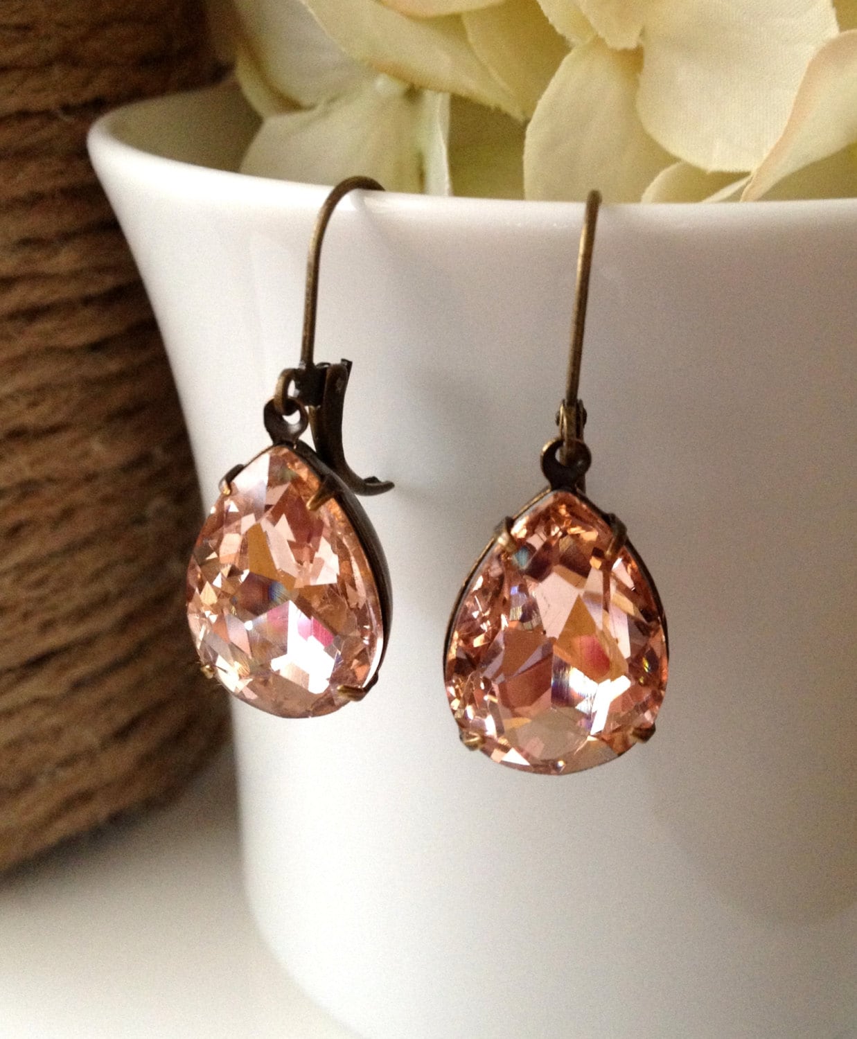 Pfirsich Glas Baumeln Ohrringe, Charmante Vintage Stil Juwel Tropfen Ohrring, Geschenk Für Sie Unter 30, Brautjungfer Ohrringe Pfirsich Glas Baumeln Ohrringe, Charmante Vintage Stil Juwel Tropfen Ohrring, Geschenk Für Sie Unter 30, Brautjungfer Ohrringe von TJChateau