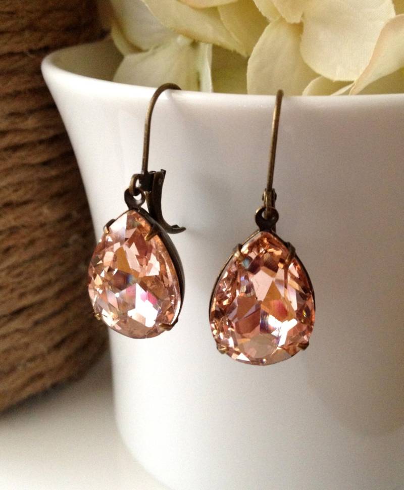 Pfirsich Glas Baumeln Ohrringe, Charmante Vintage Stil Juwel Tropfen Ohrring, Geschenk Für Sie Unter 30, Brautjungfer Ohrringe Pfirsich Glas Baumeln Ohrringe, Charmante Vintage Stil Juwel Tropfen Ohrring, Geschenk Für Sie Unter 30, Brautjungfer Ohrringe von TJChateau