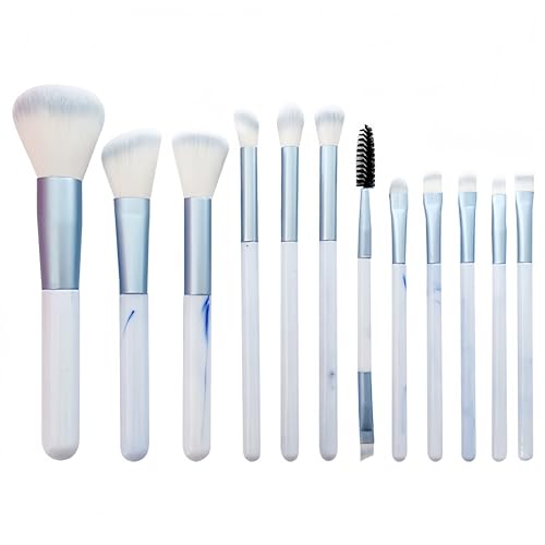TJHBMNC Make-up-Pinsel-Set, 12-teilig, komplettes Set mit Puder-Lidschatten-Reparatur- und Pinsel-Beauty-Tools (blau) von TJHBMNC