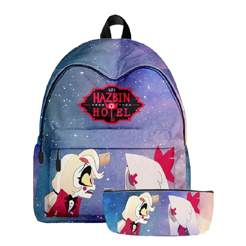 TJOS Hazbin Hotel Animated Printed Backpack Set Boys and Girls Shoulder Bag Clashing School Bags, Farbe: 8, Taschen-Set von TJOS