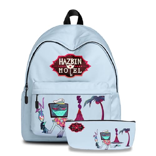 TJOS Hazbin Hotel Anime Bedruckter Rucksack Federmäppchen Set Jungen Mädchen Umhängetasche, Farbe: 7, Taschen-Set von TJOS