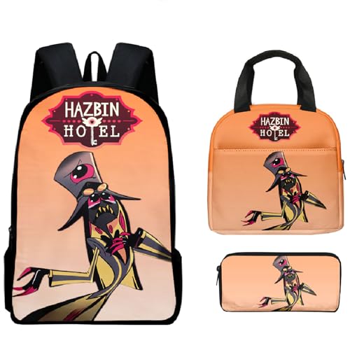 TJOS Hazbin Hotel Anime bedrucktes Rucksack-Set, Schultasche für Jungen und Mädchen, Computertasche (Farbe 15), Farbe: 15, Taschen-Set von TJOS