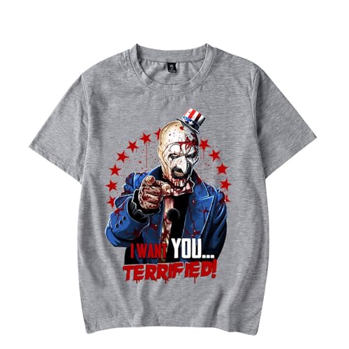 Terrifier T-Shirt Horror Movie Merch Print Halloween Wear, grau, L von TJOS