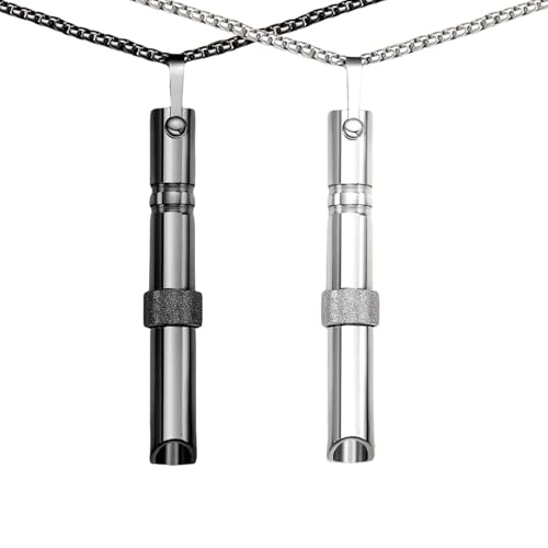 TJUSPIRIT Stressabbau Halskette Meditations Atemkette Edelstahl Hoki Halskette Zur Druckentlastung Reduziert Angstzustände Damen Herren Entspannung Spirituelle Geschenkideen(Schwarz+Silber) von TJUSPIRIT