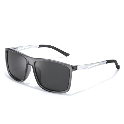 TJUTR Herren-Sonnenbrille Polarisiert: UV400 Schutz und blendfrei, Perfekt für Autofahrer, Ultraleicht und stylisch mit Rechteckig Metallrahmen 138mm breit von TJUTR