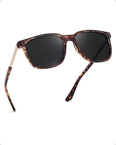 TJUTR Klassische Sonnenbrille Herren Polarisiert - Retro Eckig UV400 Schutz coole Gläser mit trendigen halbmetallischen Bügeln. von TJUTR