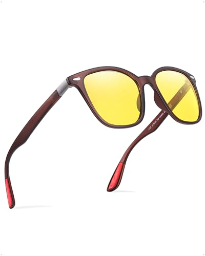 TJUTR Nacht Vision Blendschutz Brille Polarisierte Nachtfahrtbrille für Autofahren Damen und Herren HD Gelbe UV400 von TJUTR