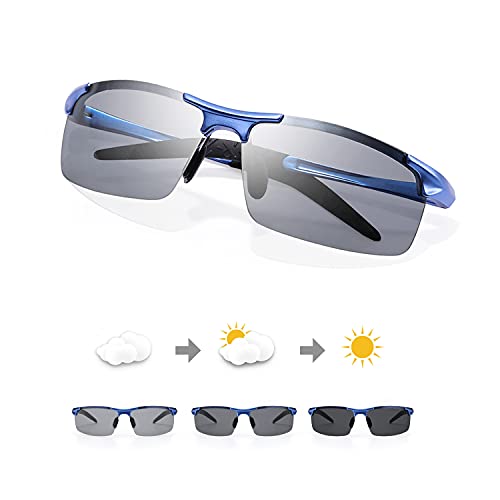 TJUTR Polarisierte Sonnenbrille Herren Photochromatisch Sports Fahrradbrille Selbsttönend Autofahrer Durchsichtig brille mit Färbungsgradient von TJUTR