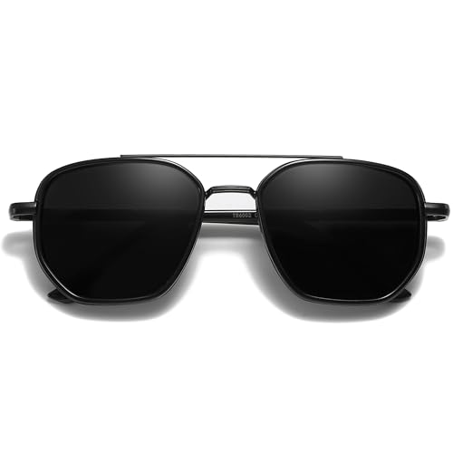TJUTR Polarisierte Sonnenbrille für Herren Damen Sechseckiger Metallrahmen Blendfreie Gläser mit UV400-Schutz Verwicklungsfreies Design von TJUTR