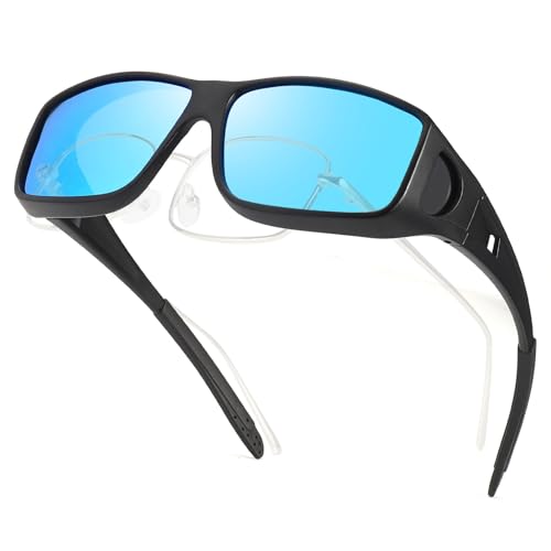 TJUTR Polarisierte Überbrille Sonnenbrille für Herrn Damen, Wrap Around Anti Blendung Fit über Korrektionsbrille mit UV400 Schutz von TJUTR