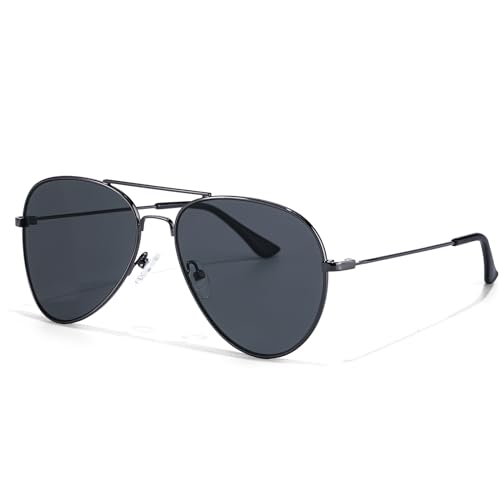 TJUTR Sonnenbrille Herren Polarisiert AL-MG Metallrahmen Retro-Stil mit UV400-Schutz Gläsern, 58mm von TJUTR