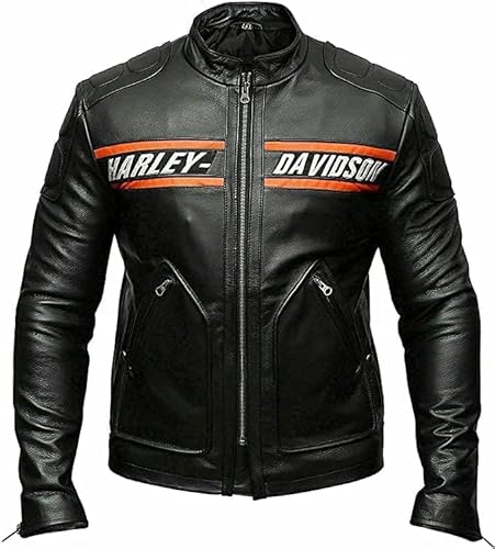 TJVZ Herren Lederjacke, 100 % echtes Rindsleder, Bikerjacke für Herren (US, Alpha, S, Regular, Regular, Schwarz), Schwarz, XL von TJVZ