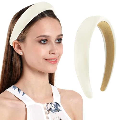 TJYAEKLTD Haarreifen Damen, Samt Haarreif Geflochten Stirnband Breit Haarband für Damen und Mädchen (White) von TJYAEKLTD