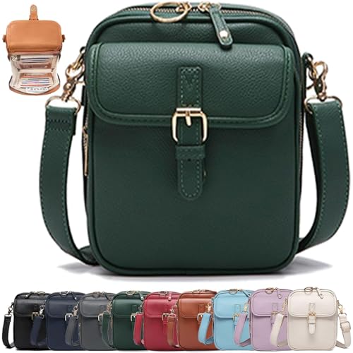 Large Capacity Crossbody Bag, 2025 New Vegan Anti Theft Side Purse Shoulder, Retro Soft Handbags with Built In Wallet (Green,One Size) von TJYAFDBF
