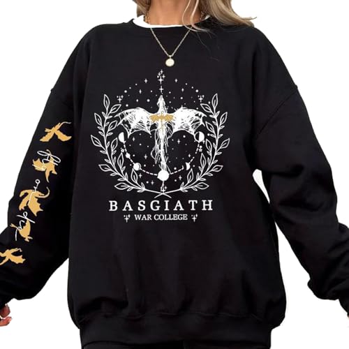 TJYES Basgiath War College Fourth Wing Sweatshirt Fantasy-Stil Dragon Ride Sweatshirt Damen Pullover Sweatshirts, Schwarz , M von TJYES