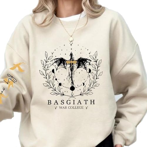 TJYES Basgiath War College Fourth Wing Sweatshirt Fantasy-Stil Dragon Ride Sweatshirt Damen Pullover Hoodies, khaki, XL von TJYES