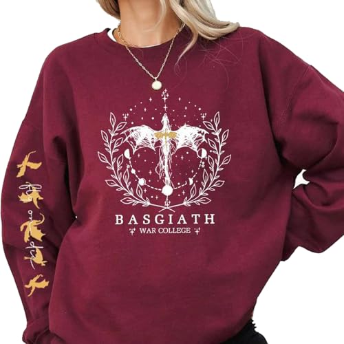 TJYES Basgiath War College Fourth Wing Sweatshirt Fantasy-Stil Dragon Ride Sweatshirt Damen Pullover Hoodies, rot, M von TJYES