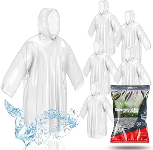 TK Gruppe Timo Klingler 40x Einweg & Einmal Regenjacke mit Kaputze - Einheitsgröße - Regencape - Regenponcho -Regenumhang - transparent & wasserdicht für Erwachsene - Damen & Herren von TK Gruppe Timo Klingler