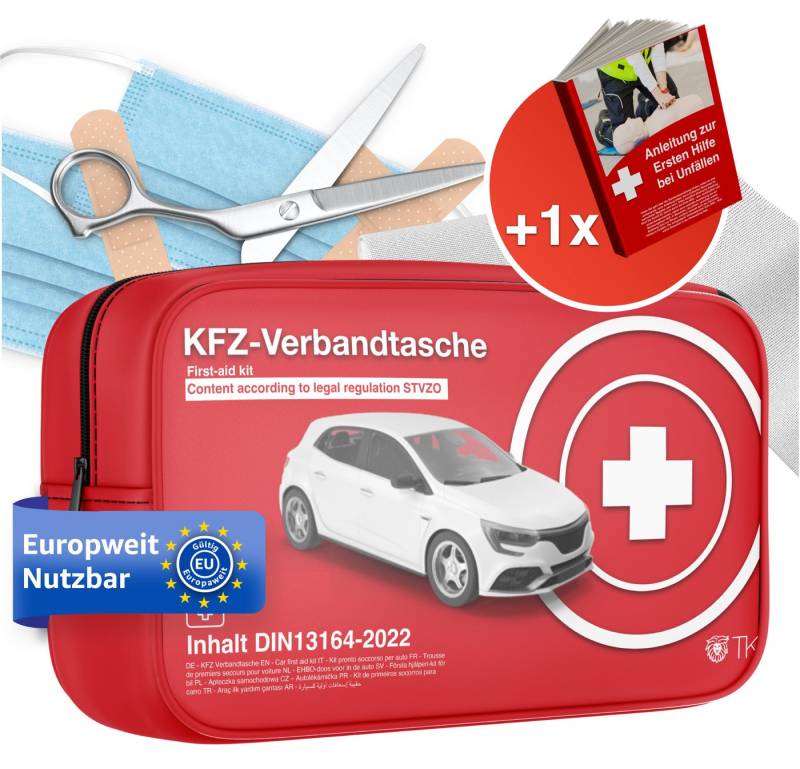 autogadget® KFZ-Verbandtasche Auto Verbandskasten Erste Hilfe - Norm 2026 - DIN 13164 Pflaster, inkl. Anleitungsbuch von autogadget®