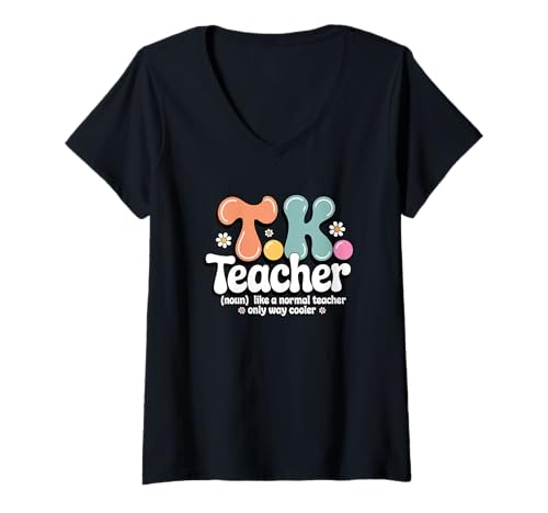 Damen TK Lehrer Übergangs-Kindergarten Groovy Back to School T-Shirt mit V-Ausschnitt Damen TK Lehrer Übergangs-Kindergarten Groovy Back to School T-Shirt mit V-Ausschnitt von TK Teacher Apparel for Women & Men