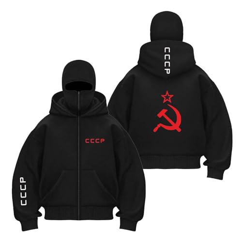 TKAJHPAH Herren Sturmhauben Kapuzenmäntel Für C.C.C.P Mit Taschenoberteilen Kapuzenjacke Winddichte Jacken Bequemes Sweatshirt Patchwork Oberbekleidung-HeiS||x_l von TKAJHPAH