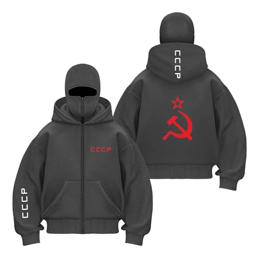 TKAJHPAH Herren Sturmhauben Kapuzenmäntel Für C.C.C.P Mit Taschenoberteilen Kapuzenjacke Winddichte Jacken Bequemes Sweatshirt Patchwork Oberbekleidung-HuiS||m von TKAJHPAH