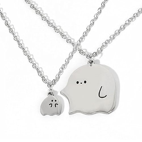 TKHLT 2 Stück niedliche Geister-Halsketten, Cartoon, magnetisch, Geister-Umarmung, Paar-Halsketten, beste Freundin für Damen und Herren von TKHLT