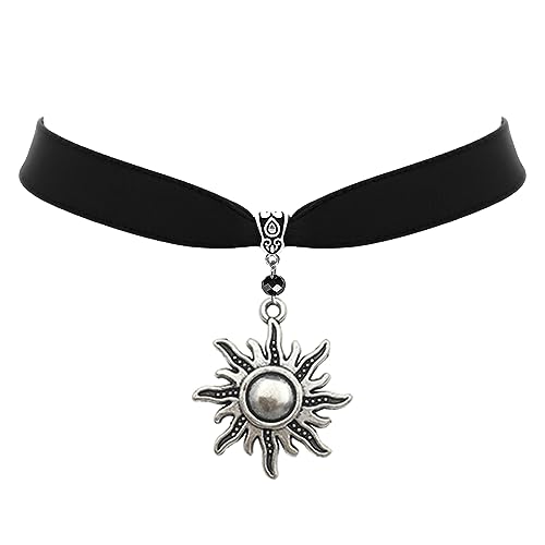 TKHLT Choker-Halskette im Bohemian-Stil, Gothic, handgefertigt, schwarzer Samt, Hexen-Schmuck, Geschenk für Frauen von TKHLT