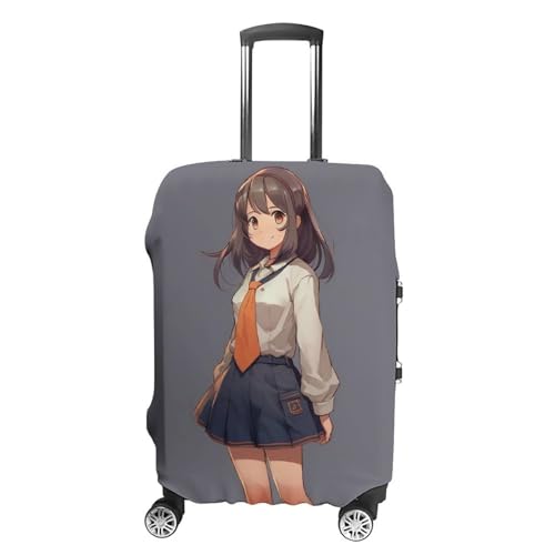 TKJMCSW Anime – Gepäckhülle für Mädchen im Rock, TSA-zugelassen, elastisch, waschbar, kratzfest, Reisegepäck, Koffer-Schutz, passend für 48,3 - 76,2 cm (19 - 30 Zoll) Koffer, weiß, XL von TKJMCSW