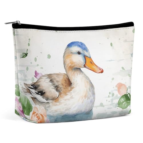 TKJMCSW Aquarell-Kosmetiktasche für Damen und Herren, wasserdicht, Reise-Kulturbeutel, große Kapazität, Make-up-Tasche, PU-Leder, niedliche Make-up-Tasche, tragbare Reisetasche für Toilettenartikel von TKJMCSW