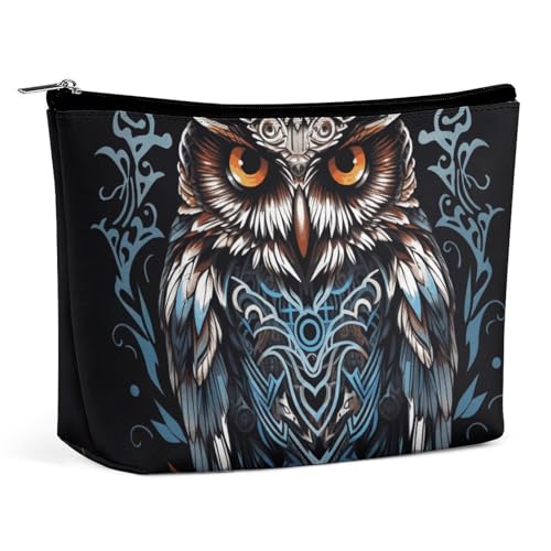 TKJMCSW Eulen-Kosmetiktasche für Damen und Herren, wasserdicht, Reise-Kulturbeutel, große Kapazität, Make-up-Tasche, PU-Leder, niedliche Make-up-Tasche, tragbare Reisetasche für Toilettenartikel von TKJMCSW