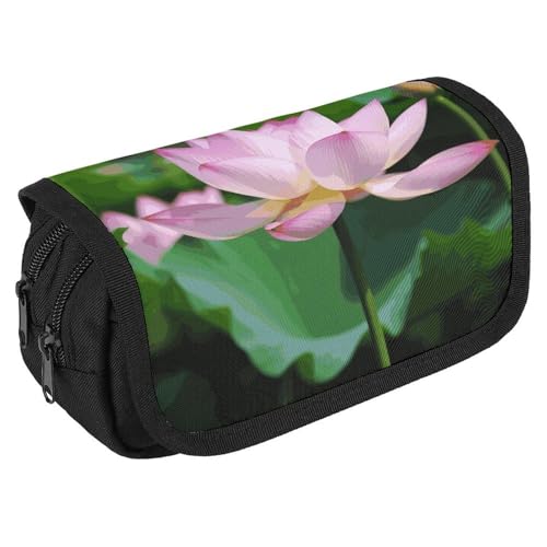 TKJMCSW Federmäppchen mit großem Fassungsvermögen, Lotus-Federmäppchen, multifunktionales Federmäppchen mit 3 Fächern, für Erwachsene, Stoff, Make-up-Tasche für Damen und Herren von TKJMCSW