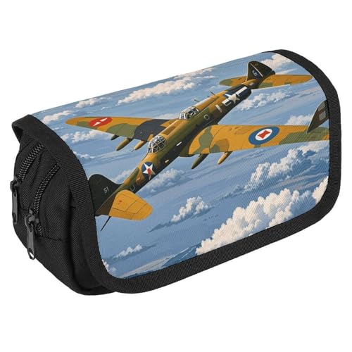 TKJMCSW Federmäppchen mit großem Fassungsvermögen, mit Reißverschluss, 2. Weltkrieg, multifunktionales Federmäppchen mit 3 Fächern, Make-up-Tasche für Erwachsene, aus Stoff, für Damen und Herren TKJMCSW Federmäppchen mit großem Fassungsvermögen, mit Reißverschluss, 2. Weltkrieg, multifunktionales Federmäppchen mit 3 Fächern, Make-up-Tasche für Erwachsene, aus Stoff, für Damen und Herren von TKJMCSW