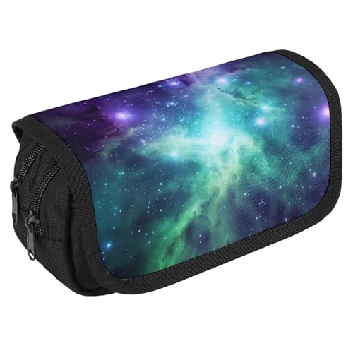 TKJMCSW Federmäppchen mit großem Fassungsvermögen, mit Reißverschluss, Grün, Blau, Lila, Galaxie, multifunktionales Federmäppchen mit 3 Fächern, Erwachsenen-Make-up-Tasche für Damen, Herren TKJMCSW Federmäppchen mit großem Fassungsvermögen, mit Reißverschluss, Grün, Blau, Lila, Galaxie, multifunktionales Federmäppchen mit 3 Fächern, Erwachsenen-Make-up-Tasche für Damen, Herren von TKJMCSW